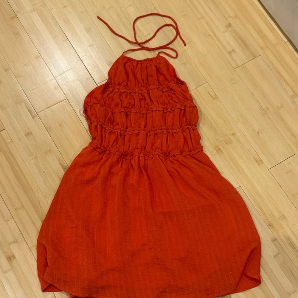 Lulu's Vibrant Red Halter Dress